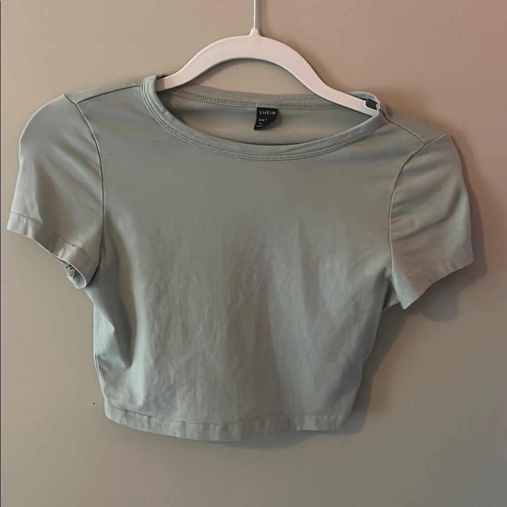 SHEIN Green Fitted Crop T-Shirt